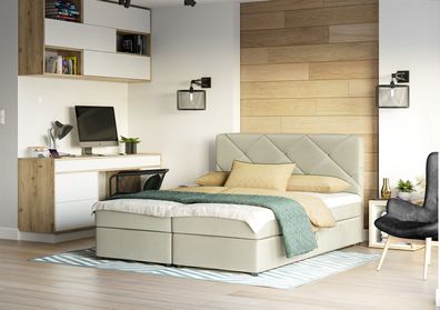 Boxspringbett Schlafzimmerbett MILTON 180x200cm Creme
