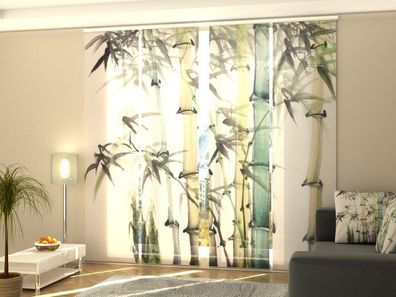 Schiebegardine "Bambus Aquarell" Flächenvorhang Gardine Vorhang mit 3D Druckmotiv