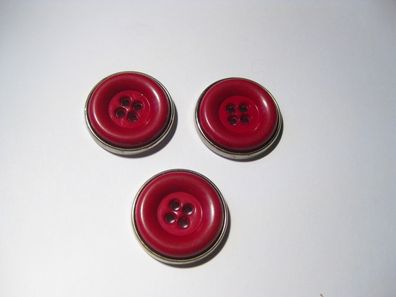 1 Kunststoffknopf Farbe siehe Foto silber rot 28x6mm 4 Loch Nr 535