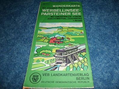 Wanderkarte mit Angaben für Wassersport Werbellinsee / Parsteinersee