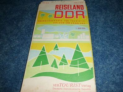 Reisealnd DDR-Übersichtskarte für Touristik, Urlaub und Erholung - VEB Tourist Verlag