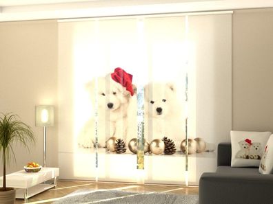 Schiebegardine "Weihnachtswelpen" Flächenvorhang Gardine Vorhang mit 3D Druckmotiv