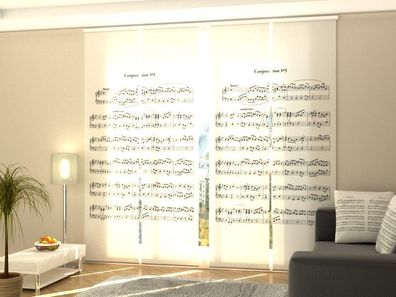 Schiebegardine "Musiknoten" Flächenvorhang Gardine Vorhang mit Druckmotiv auf Maß