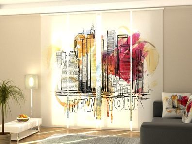 Schiebegardine "New York Art" Flächenvorhang Gardine Vorhang mit Druckmotiv auf Maß