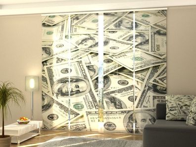 Schiebegardine "Dollars" Flächenvorhang Gardine Vorhang mit 3D Druckmotiv auf Maß