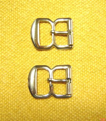 2 Stück kleine Gürtelschließe gebogen 2 x 1,6 cm Metall hell silberfarben glänzend