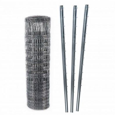 150m Wildzaun Forstzaun Knotengeflecht 125/13/30+ Z-Profil Zaunpfosten