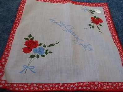 Taschentuch mit Blumenmotiv--Rose rot