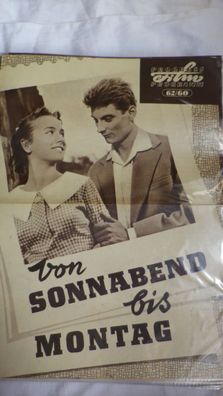 Progress Filmprogramm Nr. 62/60 Von Sonnabend bis Montag