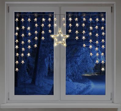 LED Sternenvorhang 140x95 cm - 90 LED warmweiß - Fenster Deko Stern Lichterkette