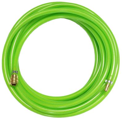Druckluftschlauch PVC Gewebeschlauch leuchtgrün neonfarbig m. Kupplung / Stecker