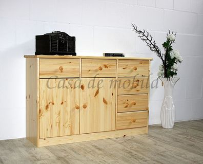 Massivholz Schubladen-kommode Kiefer natur lackiert Sideboard Wäsche-schrank Anrichte