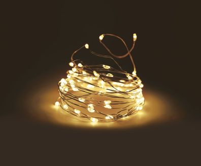 Draht Lichterkette 240 LED warm weiß - 24m - Leuchtdraht Timer Außen Weihnachten