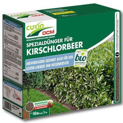 Cuxin Kirschlorbeerdünger 3 kg Heckendünger Heckenkirschdünger Lorbeerdünger