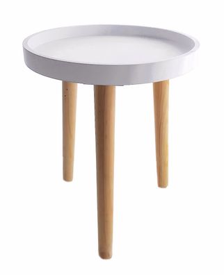 Deko Holz Tisch weiß - 36x30 cm - kleiner Beistelltisch Couchtisch Sofatisch
