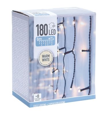Eiszapfen Lichterkette 180 LED warmweiß - Lichtervorhang mit 8 Funktionen + Chip