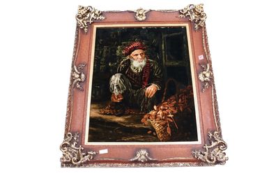 Gemälde mit Holzrahmen, persischer Handgeknüpfter Bild - Teppich Maß:0,70x0,55