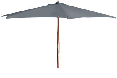 Holz Sonnenschirm 3m anthrazit - Gartenschirm mit Seilzug - Marktschirm Schirm