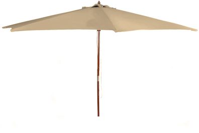 Holz Sonnenschirm 3m natur - Gartenschirm mit Seilzug - Marktschirm Schirm 300cm