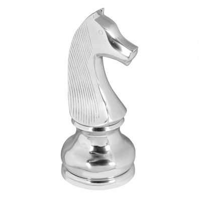 Große Schachfigur Springer Aluminium Dekoration poliert Design Skulptur Dekofigur