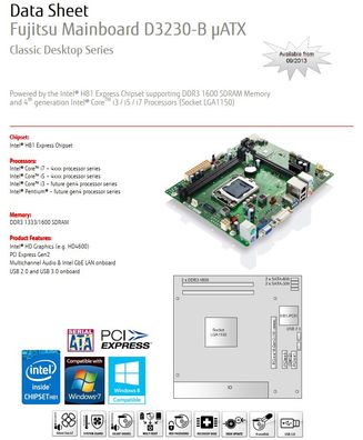 Fujitsu D3230-B11 GS1, 1150, Intel H81, DDR3 1600, DVI, VGA, USB3, GLAN, SATA3