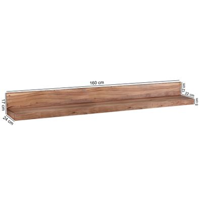 Wohnling Massivholz Wandregal MUMBAI 110 cm Akazie Wandboard Regal Holz Möbel