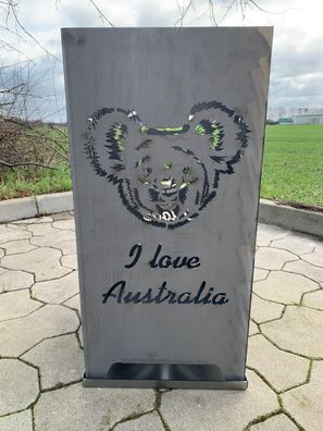 Feuerkorb Koala I love Australia mit Ascherost + Aschewanne Australien Feuerflair