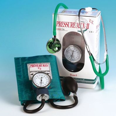 Pressure Man II Set Blutdruckmeßgerät mit Doppelkopf Stethoskop grün