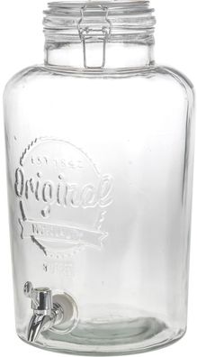 XL Glas Getränke Spender - 8 Liter - Wasserspender Saftspender Dispenser mit Zapfhahn