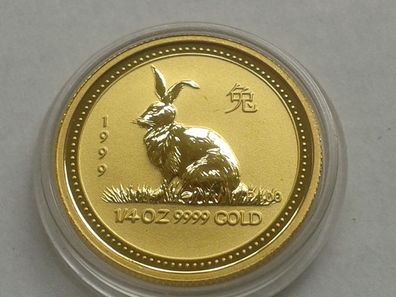Original 25$ 1999 Australien Lunar Hase 7,78g 1/4 Unze 999er Gold 25 Dollars 1999