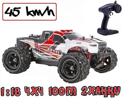 Blij´r Speed´r ferngesteuerter RC Monstertruck Rot 45 km/ h, 1:18, 2 Akkus, Allrad,