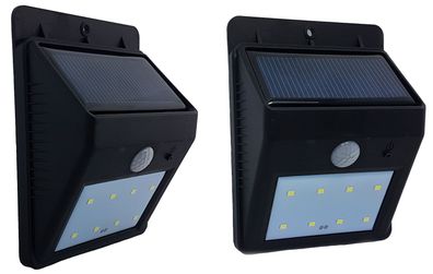 Solar Wandleuchte 8 LED - mit Bewegungsmelder - Solarleuchte Wand Strahler Lampe