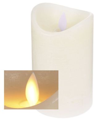 LED Echtwachs Kerze creme - 15 x 7 cm - Advents Weihnachts Kerze Timer Flacker Effekt