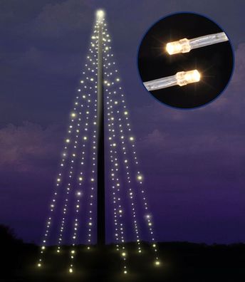 LED Fahnenstangen Lichterkette - 8 Stränge / 304 LED - Weihnachtsbaum Überwwurf