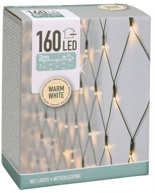 LED Lichternetz 160 LEDs Warmweiß - Außen + Innen - Lichtnetz Lichterkette weiß