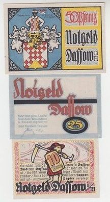 kompl. Serie 3 Banknoten Notgeld Reutergeld Gemeinde Dassow um 1921