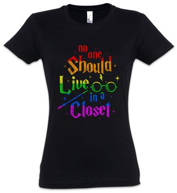 No One Should Live In A Closet Damen T-Shirt Harry Fun Gay Schwul Liebe Potter