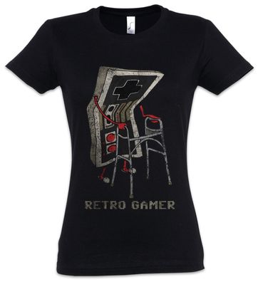 Retro Gamer Damen T-Shirt Gaming Pc Fun Grandfather Opa Geek Nerd Freak Rollator