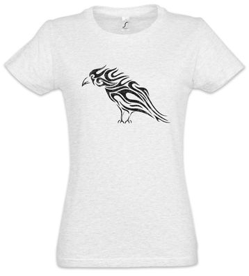 Tribal Raven Damen T-Shirt Kelten Keltisch Religion Symbol Tattoo Art Rabe