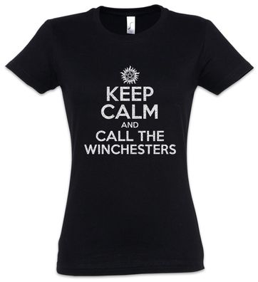 Keep Calm And Call The Winchesters Damen T-Shirt Supernatural Fun Pentagramm Sam
