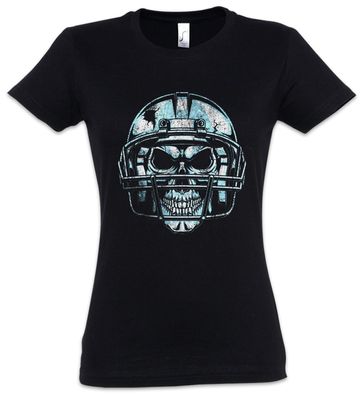 American Football Skull Damen T-Shirt Spieler Helm Sucht Liebe Totenkopf Skelett