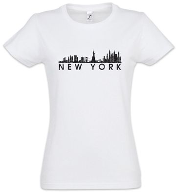 Skyline New York Damen T-Shirt City Fun United States of America USA Flag Stadt