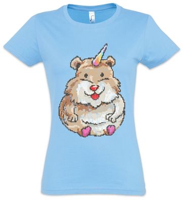 Hamstercorn Damen T-Shirt Hamster Unicorn Fun Nerd Pixel Gamer Gaming Einhorn