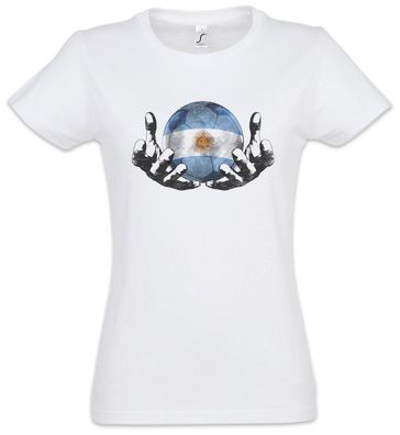 Argentina Football Magic Ball Damen T-Shirt Argentinische Fußball Fahne Argentinien