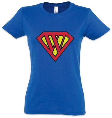 Super W Damen T-Shirt Buchstabe Vatertag Muttertag Comic Geschenk Geschenkidee