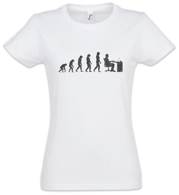 Office Evolution Damen T-Shirt Fun Geek Nerd Computer Science Scientist Coder Gamer