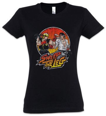 Sweep The Leg Damen T-Shirt Street Gamer Games Geek Nerd Fighter Ryu Ken Kung Fu
