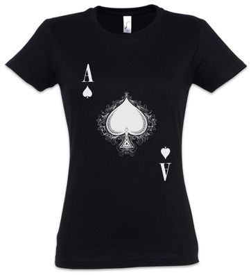 Ace Of Spades IV Damen T-Shirt Spade Poker Card Casino Karte Royal Flush Pik 21