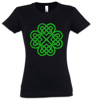 Shamrock Irish Knot IV Damen T-Shirt Cloverleaf Irland Kleeblatt Knoten Rune