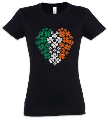 Irish Cloverleaf Heart Damen T-Shirt Cloverleaf Irland Kleeblatt Knoten Rune